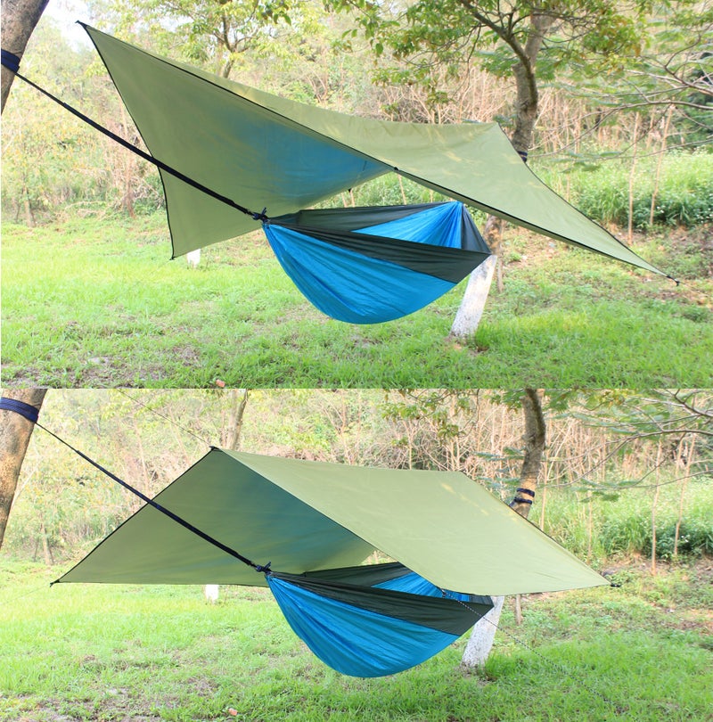 WoneNice 10' x 13' Waterproof Camping Tarp - Lightweight Hammock Rain Fly for Backpacking, Hiking, Travel - Windproof Shelter, Compact & Durable Tent Tarp Cover (Army Green) - Image 2
